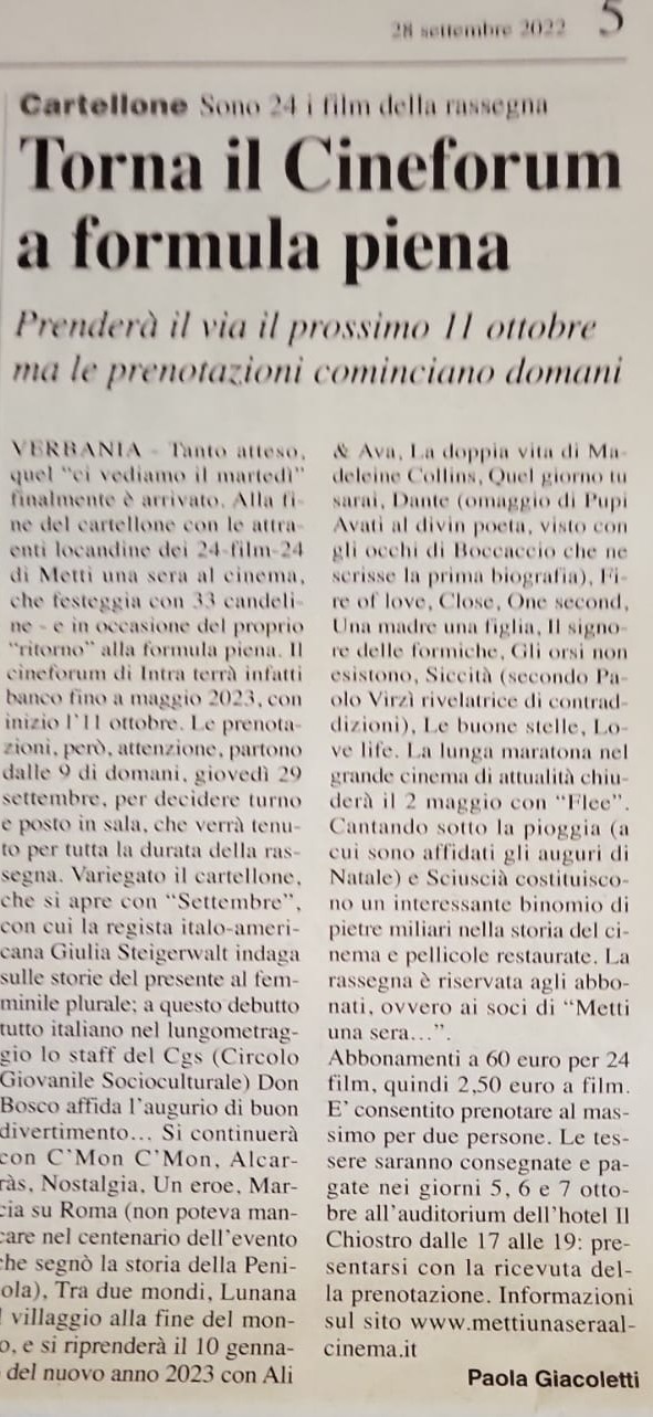 RASSEGNA STAMPA